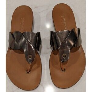 PAUL GREEN Metallic Wedge Thongs Pewter Sandals 5.5 (US 8) EXCELLENT!!!